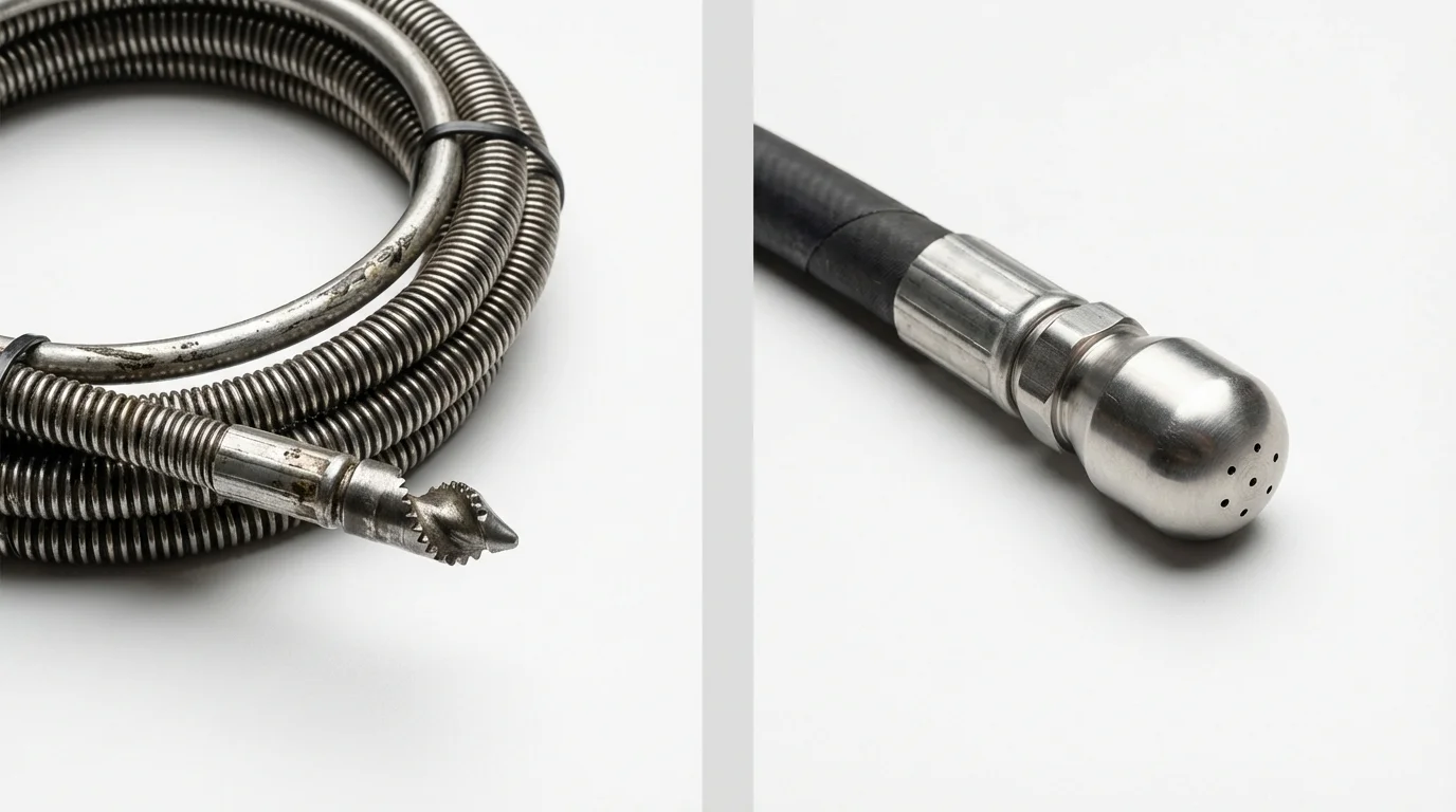 Drain snake cable and hydro jetting nozzle used for drain cleaning in Salida, CO