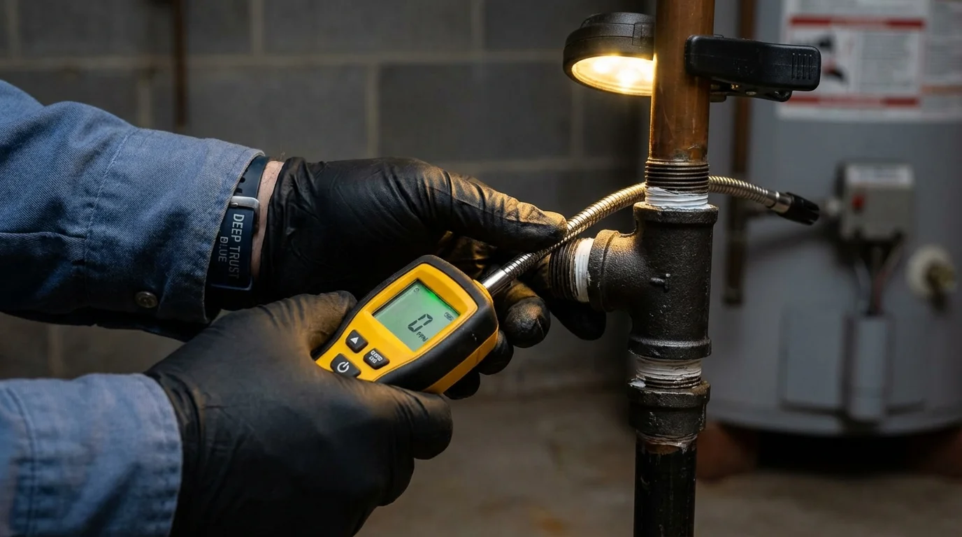 Gas leak detection with electronic sniffer by Johns Plumbing LLC in Salida