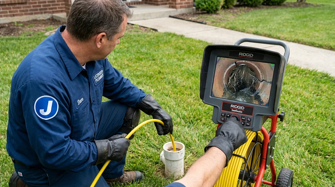 Sewer camera inspection being performed by Johns Plumbing LLC in Salida