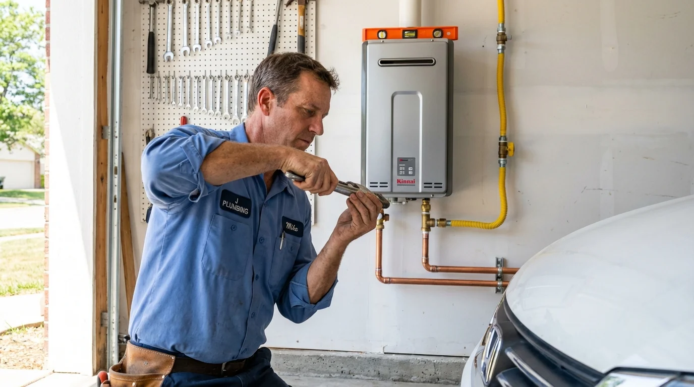 Tankless water heater installation by a Johns Plumbing LLC plumber in Salida