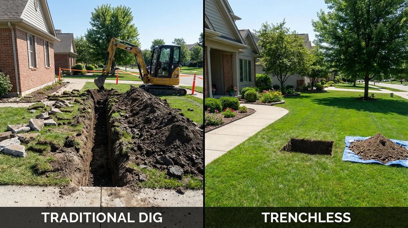 Trenchless sewer repair with minimal yard damage versus traditional excavation in Salida, CO